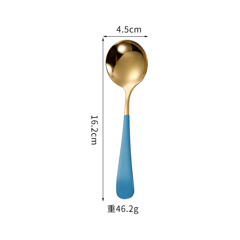 304 de acero inoxidable red cuchara roja ins cuchara de cabeza redonda engrosada hogar coreano cuchara redonda cuchara de arroz cuchara de postre