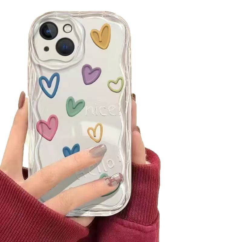 El amor estilo ins se aplica a la carcasa del teléfono móvil iphone15promax transfronterizo 11 Apple 16/14pro Japón y Corea 13/12