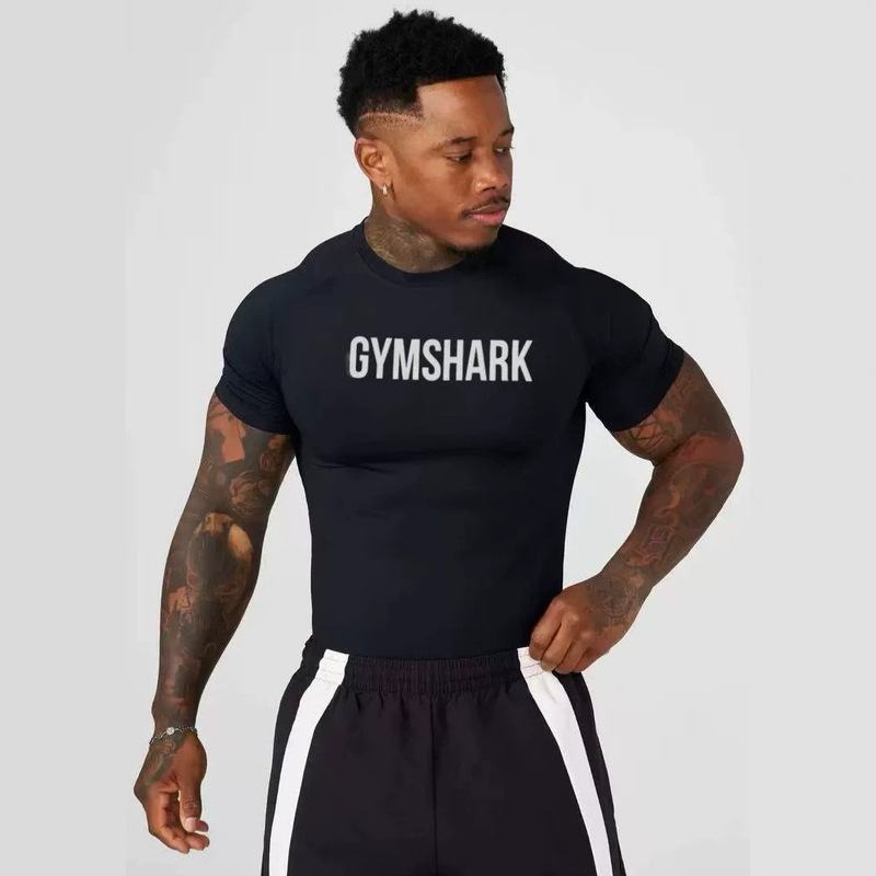 GYMSHARK Men's Sports Fitness Quick-Dry Breathable Elastic Slim-Fit Short-Sleeve Quick-Dry T-Shirt Casual Running Top GYMSHARK Men's Sports Fitness Quick-Dry Breathable Elastic Slim-Fit Short-Sleeve Quick-Dry T-Shirt Casual Running Top
