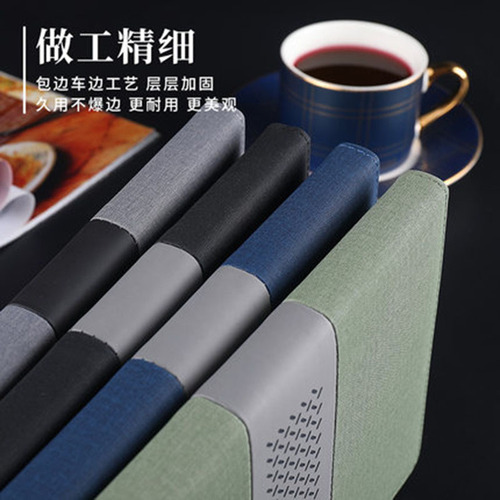 A5 Notebook Meeting Record Book B5 Retro Thick Soft Leather Cover with Pen Holder Work Notepad for Business