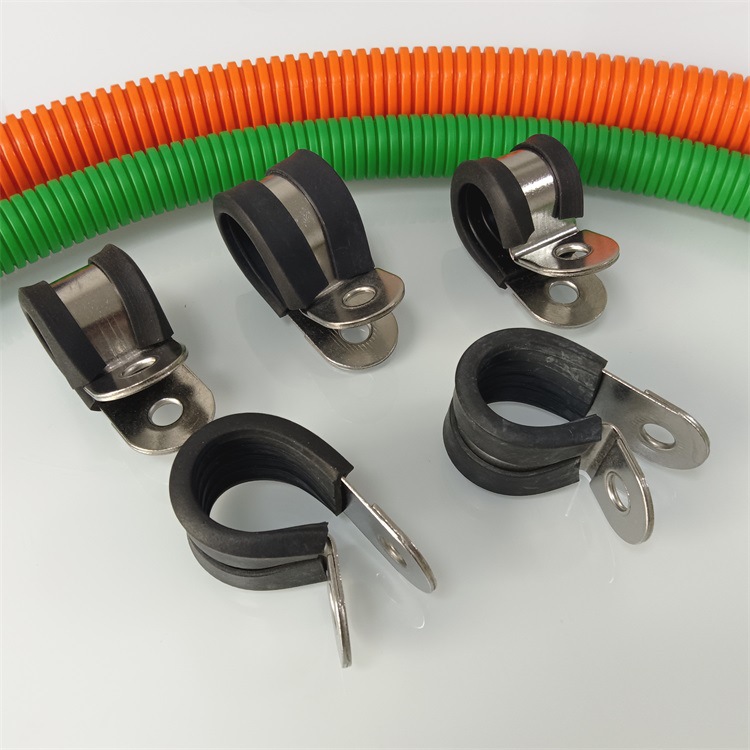 P型半包胶金属软管夹304带胶垫线束固定管夹包胶管夹包胶金属管夹