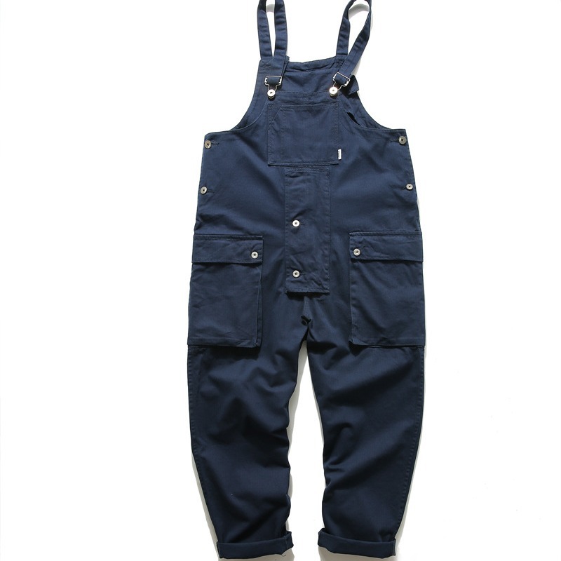 Men's Clothing Spring and Autumn retro workwear casual suspender pants men's loose plus size dad pants fashion brand straight jumpsuit_viptrois.com