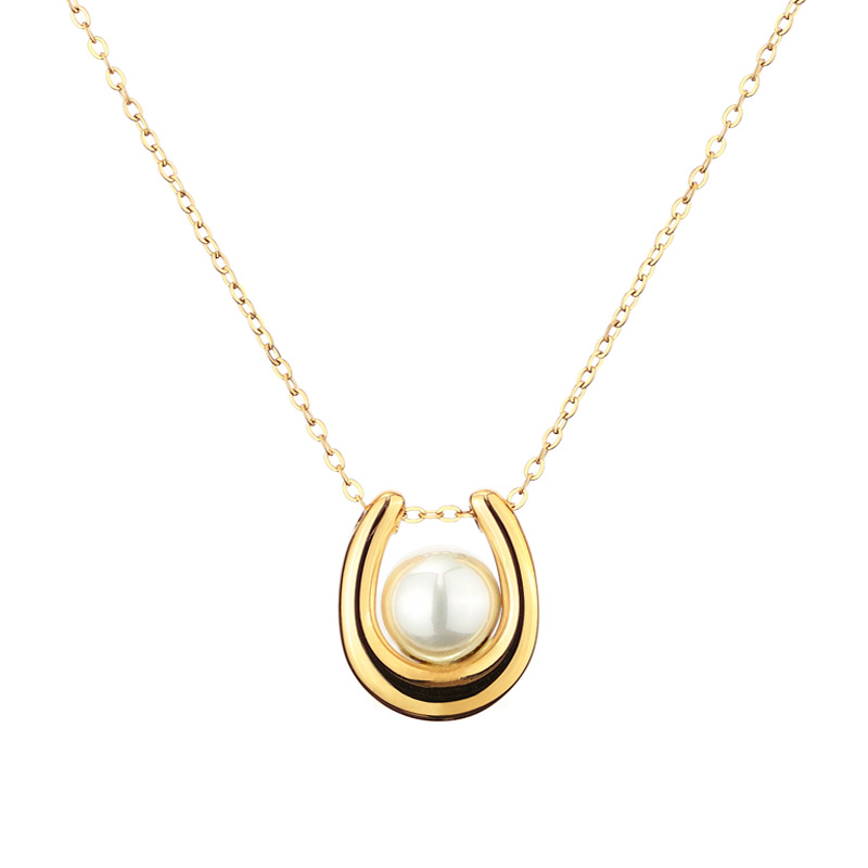 Collier en perles en forme de U, style français, Tianium Seel, simple et haut de gamme, accessoire de luxe discret et élégant._voghion.com