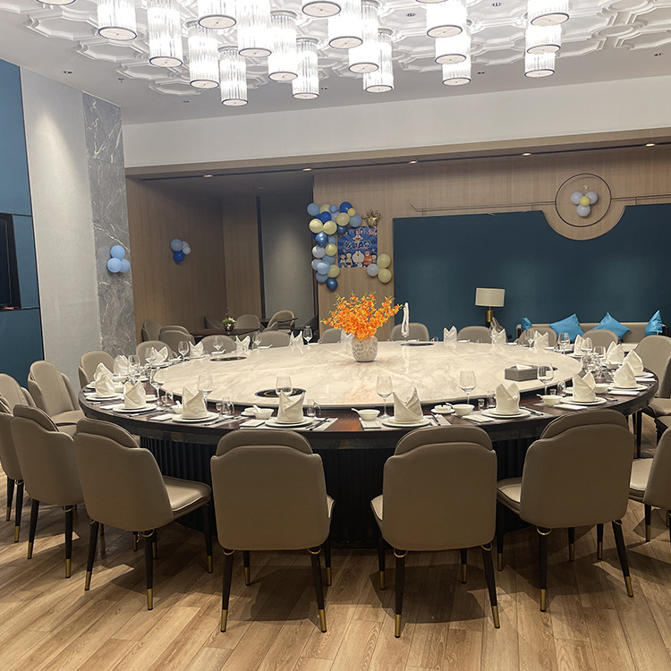 Hotel eléctrico gran mesa redonda 15 personas 20 personas girando mesa de comedor automática Restaurante Hotel manual mesa de comedor Mesa Redonda grande