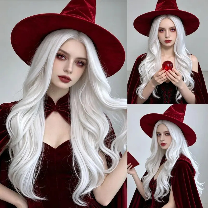 Long, wavy wig for Halloween costumes, suitable for both men and women, with a natural look and full coverage Long, wavy wig for Halloween costumes, suitable for both men and women, with a natural look and full coverage