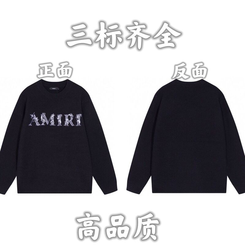 24秋冬新款潮牌字母满身logo圆领针织毛衣男女款宽松休闲上衣|undefined