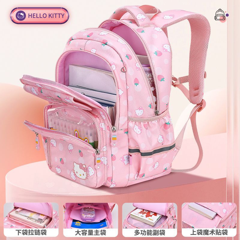 Nueva mochila de Hello Kitty, escuela primaria, niña, grado 1-3-6, protector de columna, niña, niño, niña, primer grado, ultraligero