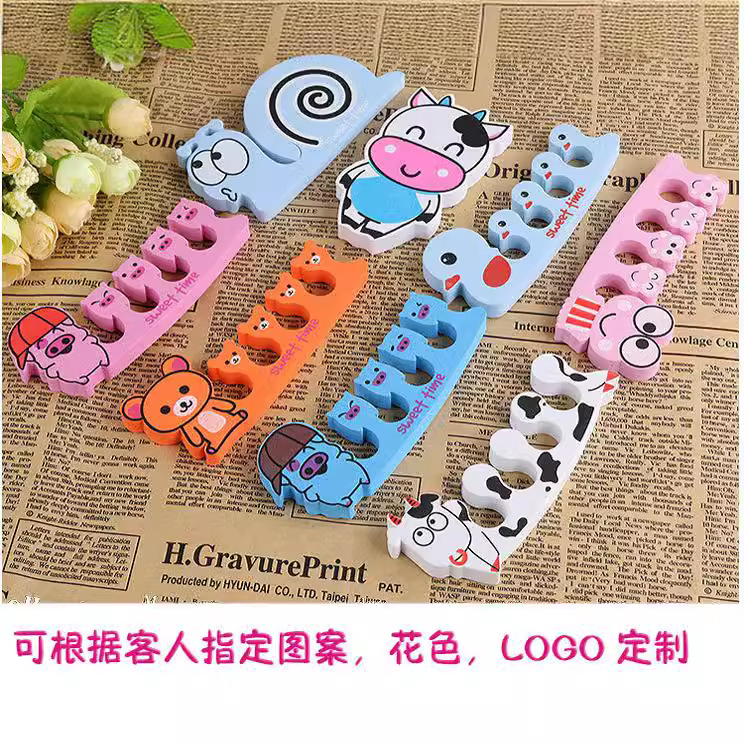 Los fabricantes suministran dibujos animados de animales EVA dedo del pie separador Caracol dedo del pie separador dedo algodón impresión D