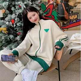 跨境外贸韩版休闲少女运动大码套装女休闲套装长裤长袖卫衣两件套