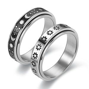 Wholesale Jewelry Titanium Steel Small Flower Rotating Ring Nihaojewelry display picture 1