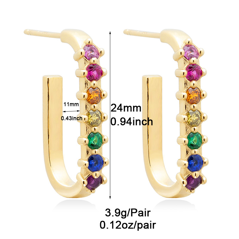 3g Weight Copper Ear Needle Material Zircon Inlay Material Ear Studs Classification 1 Pair Quantity Holiday, Daily Occasion Copper Material Solid Color Pattern Women's Gender Inlay Design Simple Style, Classic Style Style 1 Pair Simple Style Classic Style Solid Color Inlay Copper Zircon Ear Studs 3