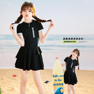 Children's Swimsuit 2025 New Style Girls Summer Girls Summer Swimsuit Medium and Large Kidsren Summer Professional Skirt Swimsuit