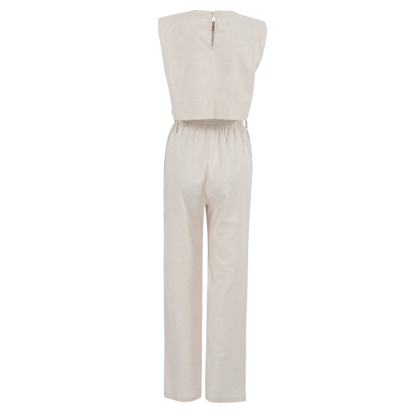 350g Weight Sleeveless Sleeve Length Polyester Fabric Type Pant Co-ord Set Sets Type 2 Pieces Set Quantity Holiday Occasion Round Neck Neckline Comfort Function Regular Fit Fit Type Solid Color Pattern Summer Season Women's Gender Streetwear Style Holiday Women's Streetwear Solid Color Polyester Pant Co-ord Set Pants Sets 1