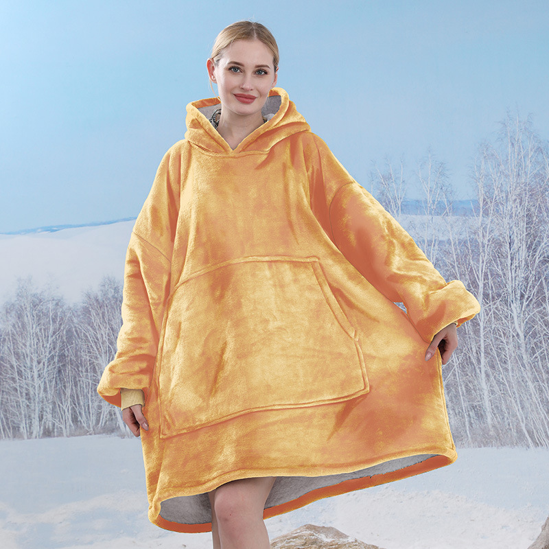 Pijamas transfronterizos engrosados de doble capa perezoso puede usar manta perezosa de franela perezoso con capucha pijamas de doble capa perezoso desgaste exterior