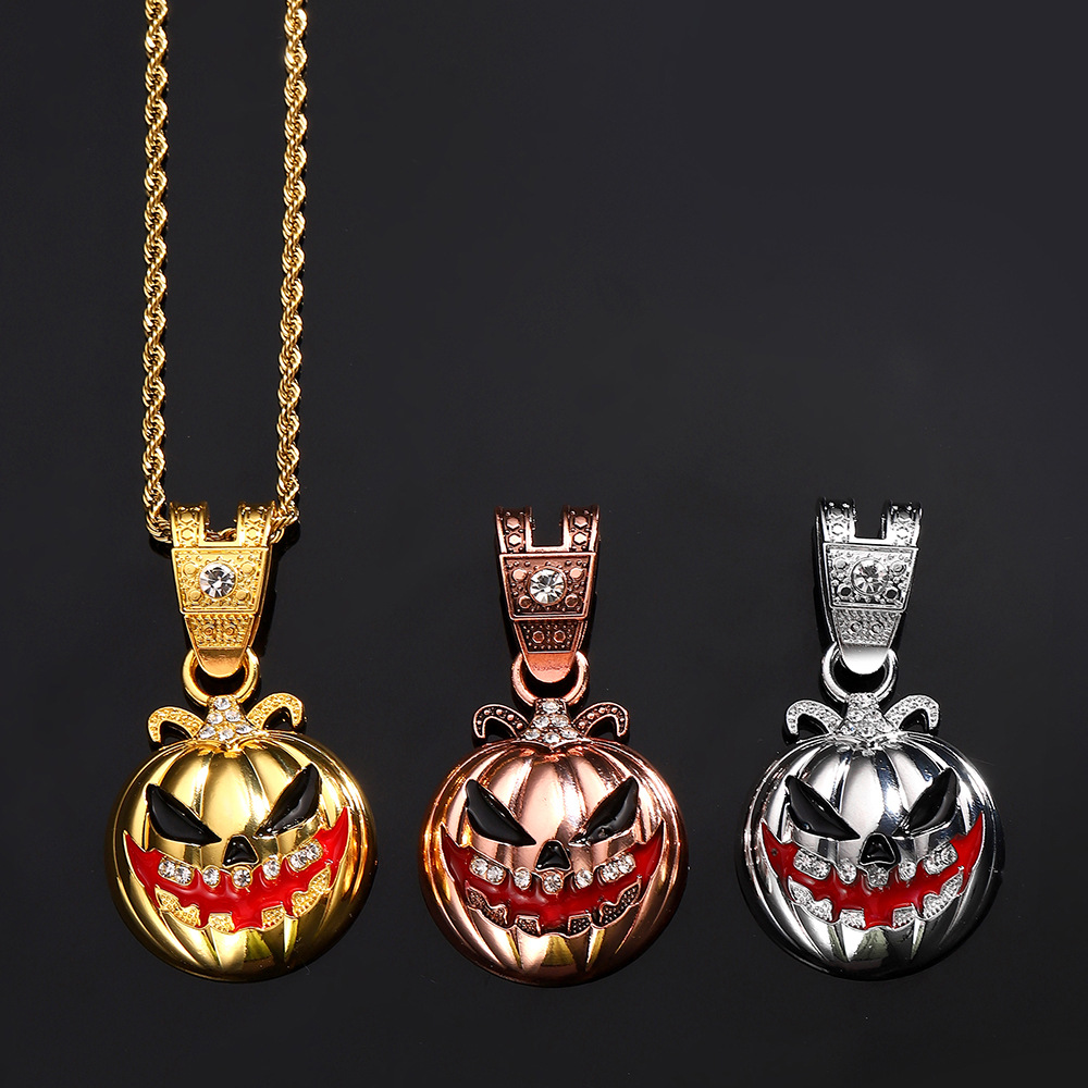 Europa y los Estados Unidos transfronterizos calabaza calavera aleación de goteo de aceite colgante de diamantes personalidad exagerada fabricantes de collares de hombres