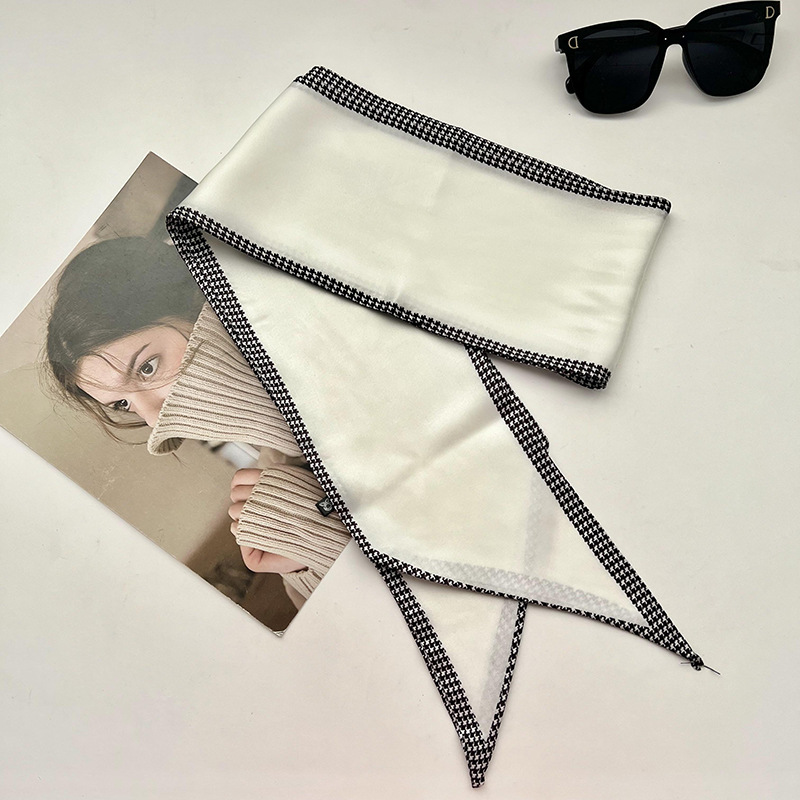 Bufandas de seda de ángulo oblicuo 2025 nuevo bufandas de diamante retrógrado decoración multifuncional de ángulo agudo moda bufandas largas correa de pelo