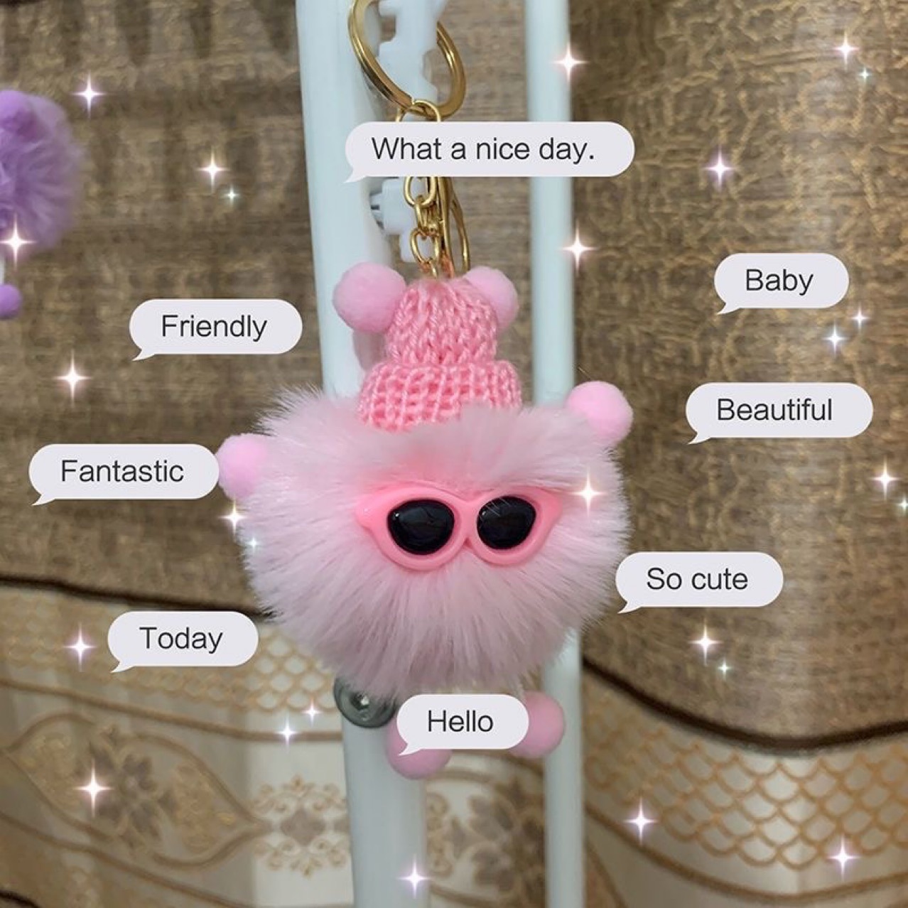 Leche puff colgante pequeño libro rojo mismo lindo feo lindo chica corazón llavero adornos de peluche para niños y niñas