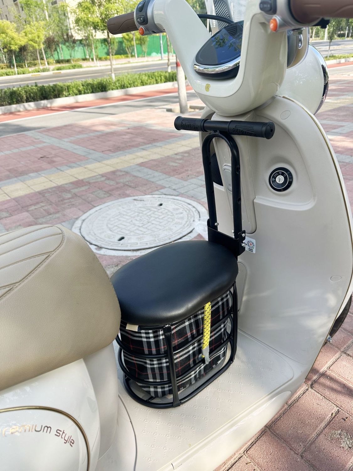 Electric Vehicle Child Seat with Storage, Foldable Seat with Storage, Special Baby Seat