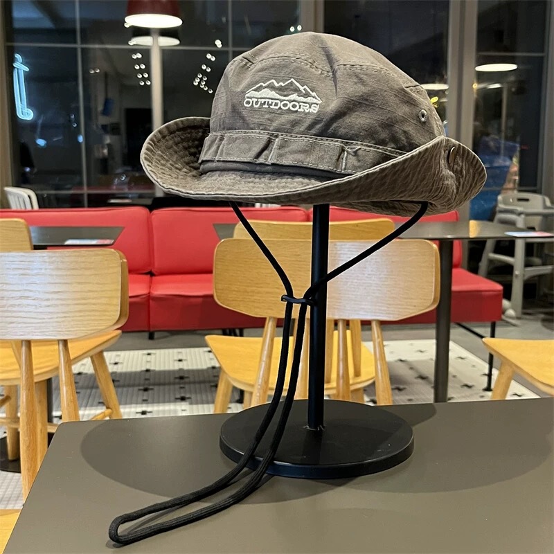 人気のアウトドアレトロフィッシャーマンハット、夏のハイキング、釣り、日焼け止めサンハット、登山、ウエスタンサンシェードカウボーイハット|undefined