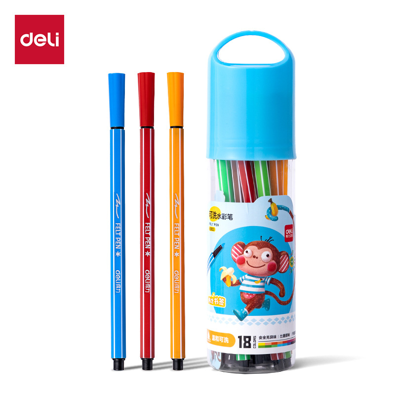 Bolígrafos de acuarela Deli Wishing Bottle, 12/18/24/36 colores, bolígrafos de acuarela lavables, bolígrafos de dibujo para niños.