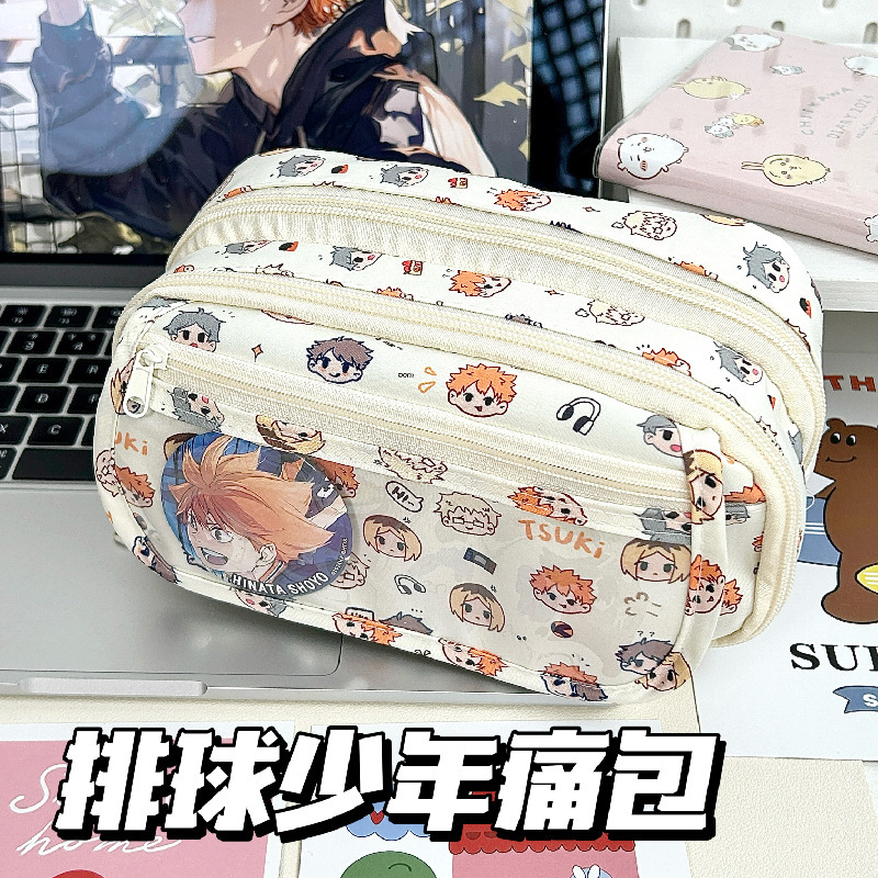 サンリオkt猫痛包ペンケースins风小群高颜値ハローキティ学生大容量汚れ防止文房具ケース|undefined