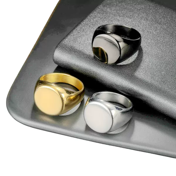 European and American Simple Titanium Steel Men's Rings, Fashionable and Personalized, Cool Style Pattern Seal Rings, Amazon Jewelry Wholesale