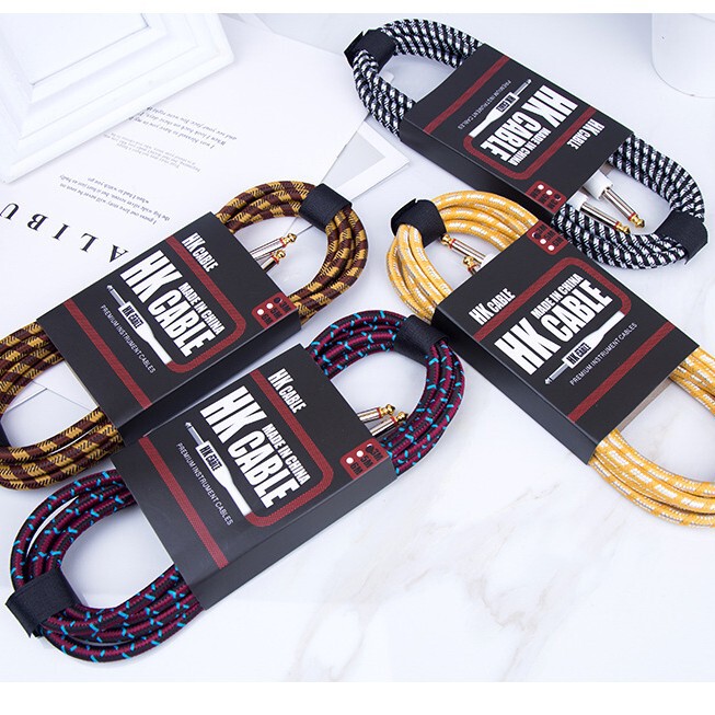 Guitar Cable Black Leather High-End Electric Speaker Audio Cable Bass Popular Electric Guitar Universal Braided Wire Music