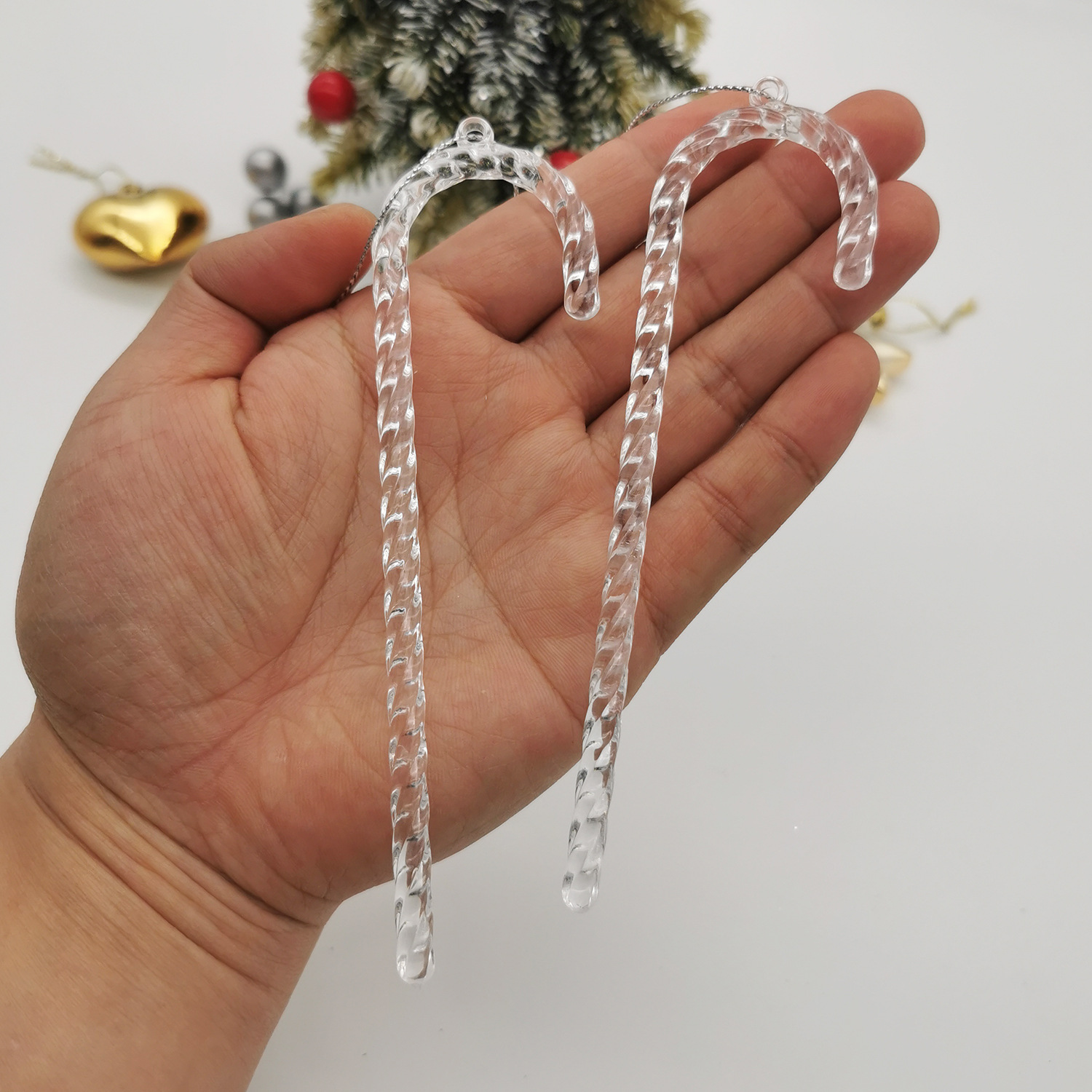 圣诞节日挂件装饰品亚克力高透拐杖节庆创意新款圣诞节庆用品批发