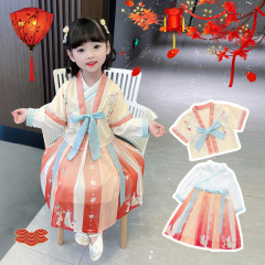 女の子の漢服春秋子供中国風春唐装古風童装超アンドロメダ赤ちゃんの新型レディーススカートセット