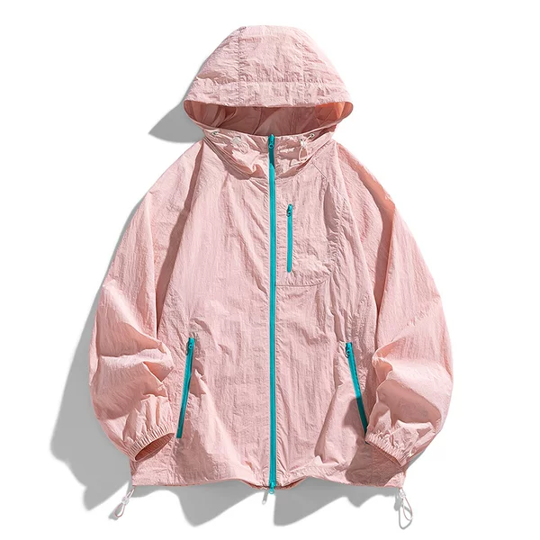 Mountain-Style Outdoor Sun Protection Clothing for Men and Women, Summer Thin Breathable Anti-Uv Loose Hooded Skin Jacket Sun Protection Clothing