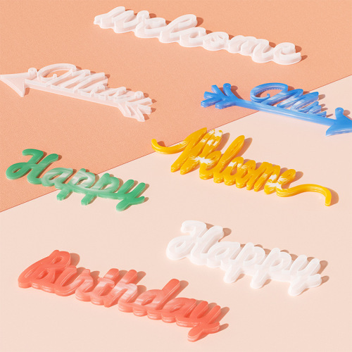 24 Epoxy Molds with blessing characters, Happy Birthday, Marriage and Love, English Blessing Slogans, Abrasive Cake Molds Wholesale