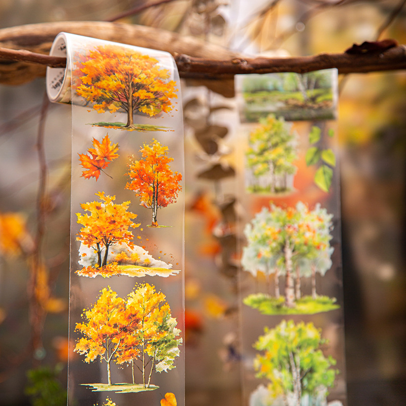 Beautiful Day Trees Forest Landscaping Tape Tree and Forest Series 6 PET Retro Beautiful Landscape Decoration