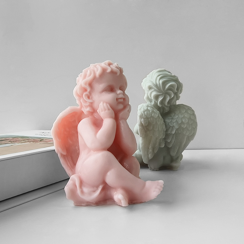 Jiahuimei Ángel de aromaterapia vela molde de silicona Ángel grande decoración de yeso molde DIY jabón hecho a mano