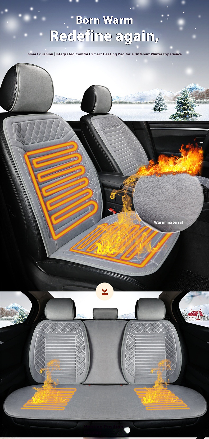 Heated Seat Cushion Fcc Certified Ce Winter Plush Cushion Car Plush Seat Cushion Car Accessories Winter Car Seat Cushion