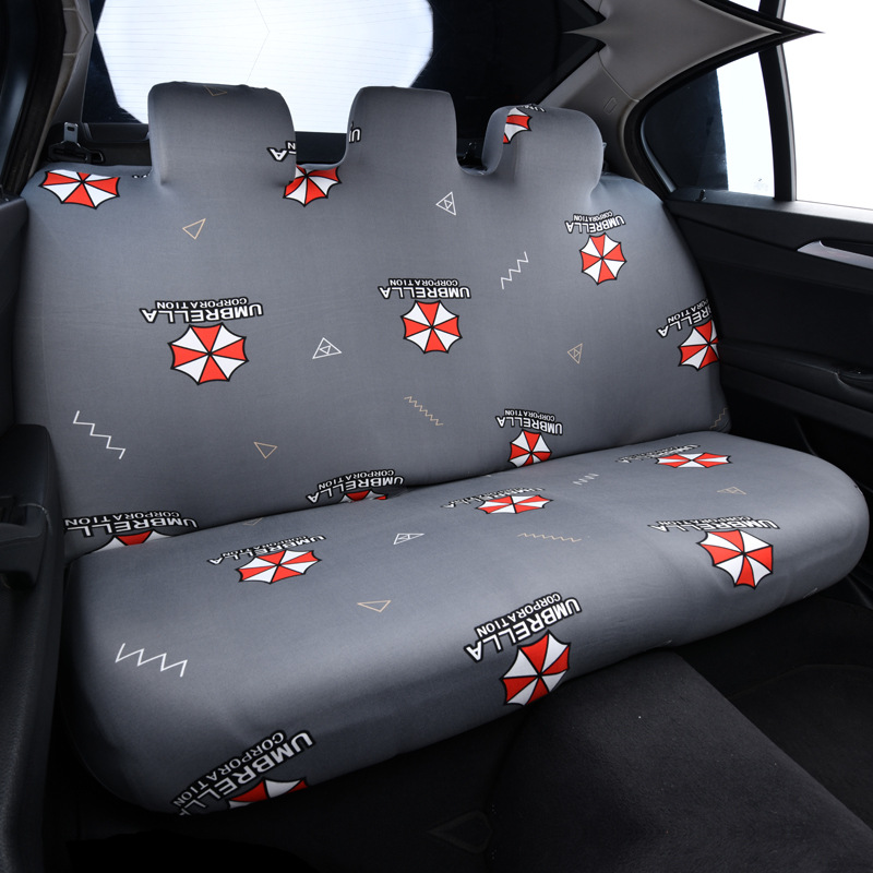 Car rear seat cover set with elastic backrest cover, cushion cover, fabric anti-slip thin model, universal for all seasons