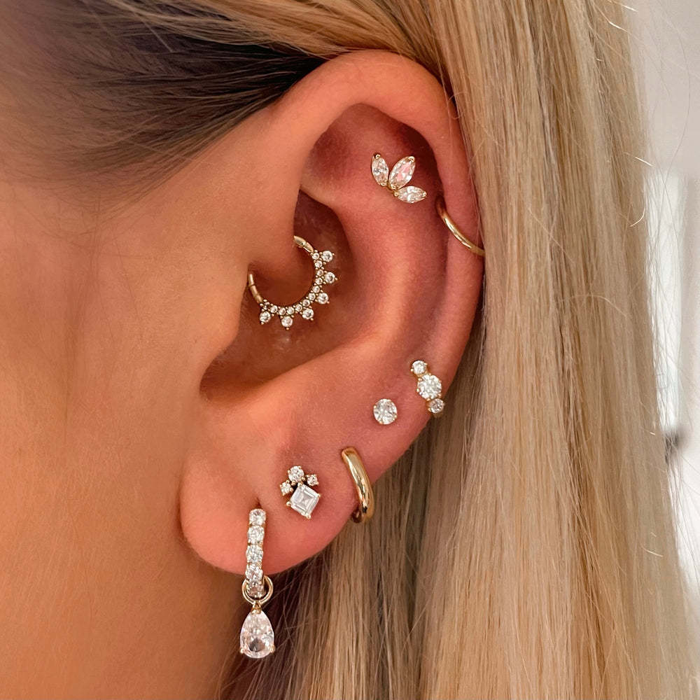 5g Weight Zircon Inlay Material 1 Piece Fashion Geometric Plating Inlay Copper Zircon Cartilage Earrings
