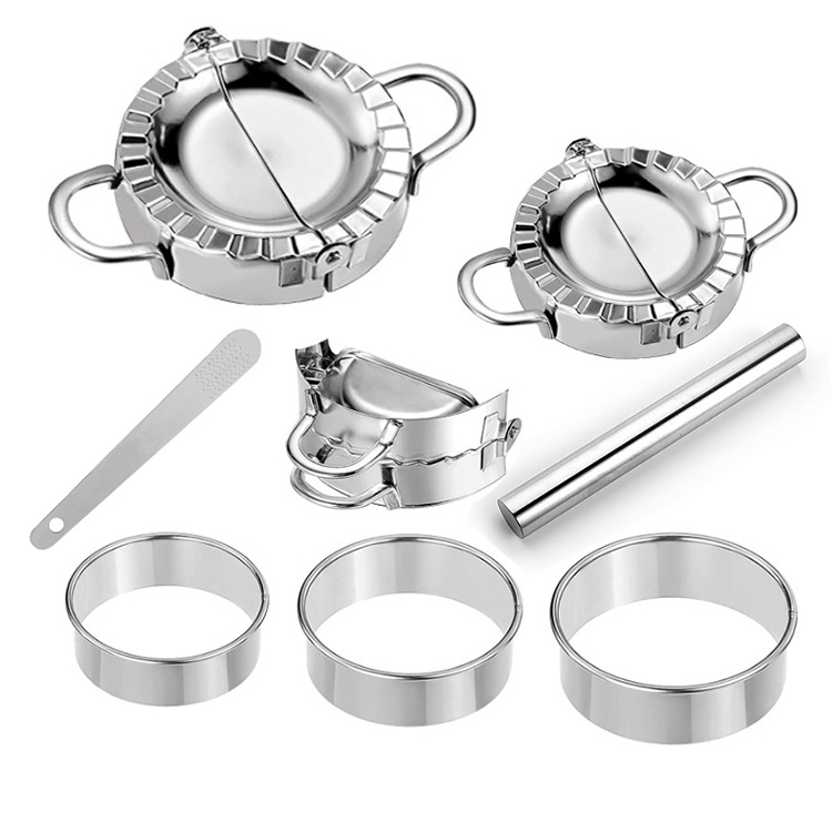 Juego de herramientas de dumpling de cocina fabricante de dumpling de acero inoxidable dumpling haciendo herramienta dumpling piel impresión herramienta traje