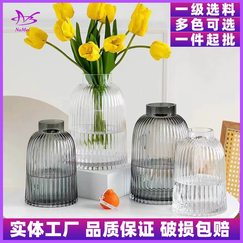 Простая красивая прозрачная стеклянная ваза, украшение для гостиной, Цветочная композиция, рабочий стол, тюльпан, роза, Гидропоника