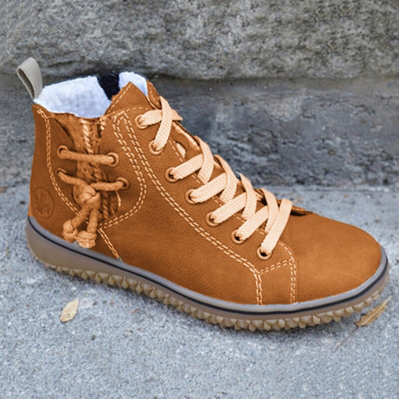 New Snow Boots for Women, Flat-Heeled Martin Boots, Lace-Up Zippers, Cotton Short Boots, Women's Cotton Shoes, Large Sizes in Stock