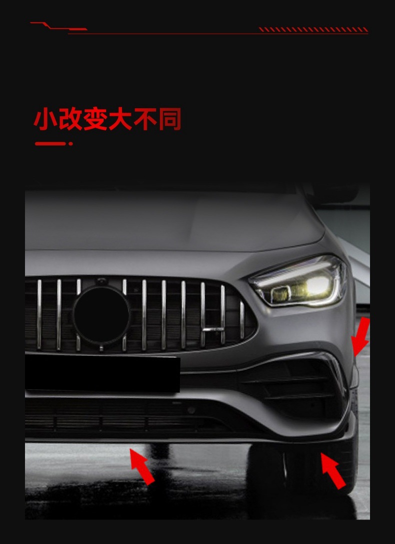 Suitable for 2020 Mercedes-Benz gla h247 gla200 gla35 gla45 amg front bar wind knife modification parts