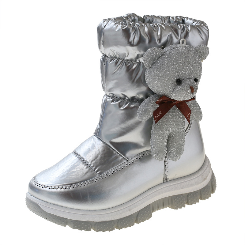 Fábrica de botas de nieve para niños transfronterizos al por mayor zapatos acolchados de algodón para niños medianos y grandes botas de invierno cálidas forradas de lana botas de invierno para niñas de comercio exterior