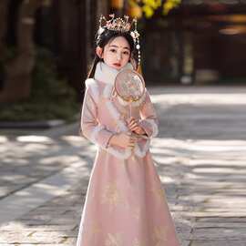 女童汉服冬装2026新款加厚粉色拜年服儿童唐装新年过年衣服秋冬季