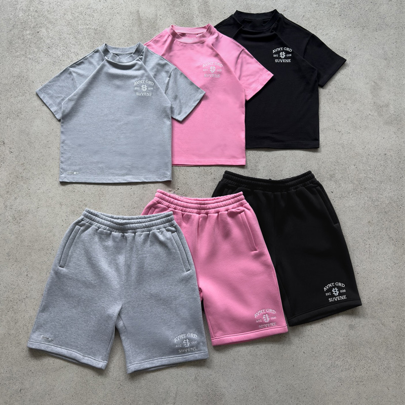 2025 Summer Short-Sleeved T-Shirt Sports Short-Sleeved Suit Letter Embroidered Loose Regular Style Wholesale Street Emo