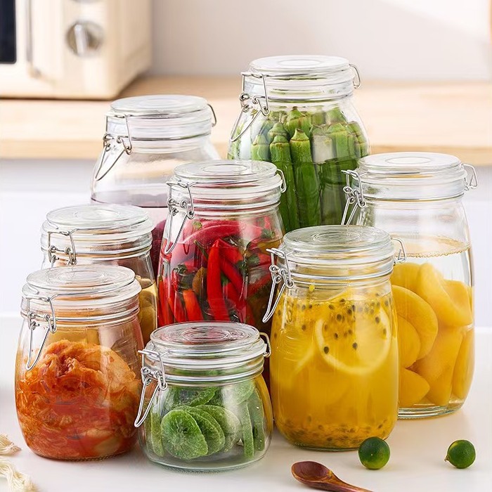 Snap-On Glass Jar, Export Glass Sealed Jar, Transparent Storage Jar, Enzyme Jar, Jam Jar, Dried Fruit Sealed Jar, Jar