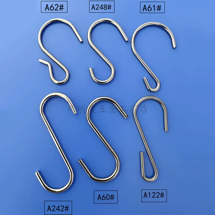 Готовые к экспорту металлические S-образные крючки, железные крючки, настенные крючки, крючки с отверстиями, рекламные бирки для супермаркетов, длинные и короткие крючки из нержавеющей стали