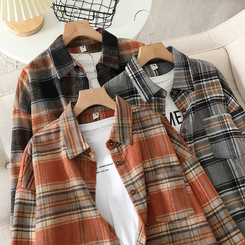 欧美爆款2021ebay亚马逊wish秋冬新品时尚大格子衬衣女式毛呢外套