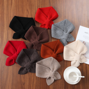 Manufacturer Cross-Border Wholesale of New 100% Wool Yuanbao Heart-Shaped Knitted Neck Warmer Small Scarf Warm Neck Warmer in Stock