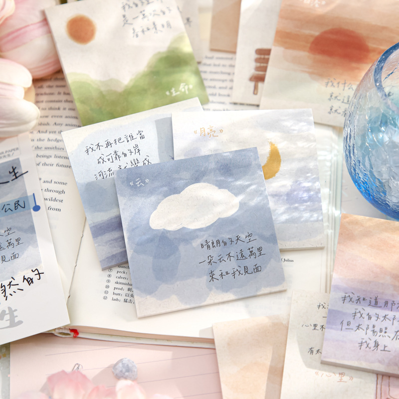 El Sr. Papel tres disfrutar del paquete N veces la serie de poesía de la vida insfeng mensaje post-it notes libro de mano papel material