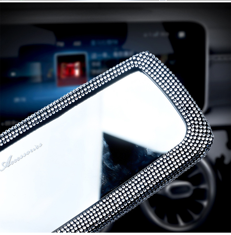 Car Rearview Mirror Decorative Cover, Cute Korean Diamond-Encrusted Car Supplies Mirror Cover, Car Reversing Mirror Decoration Collection