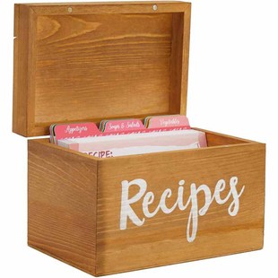 Country Style Chef Vintage Wooden Recipe Box Saver Canning Wood Box Gift Box